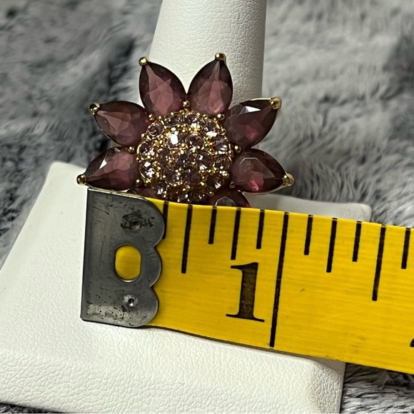Joan Rivers Purple Rhinestone Flower Ring Size 10 - Picture 8 of 8